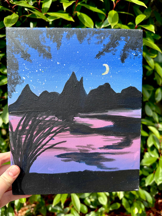 Dark Night Mountain Canvas