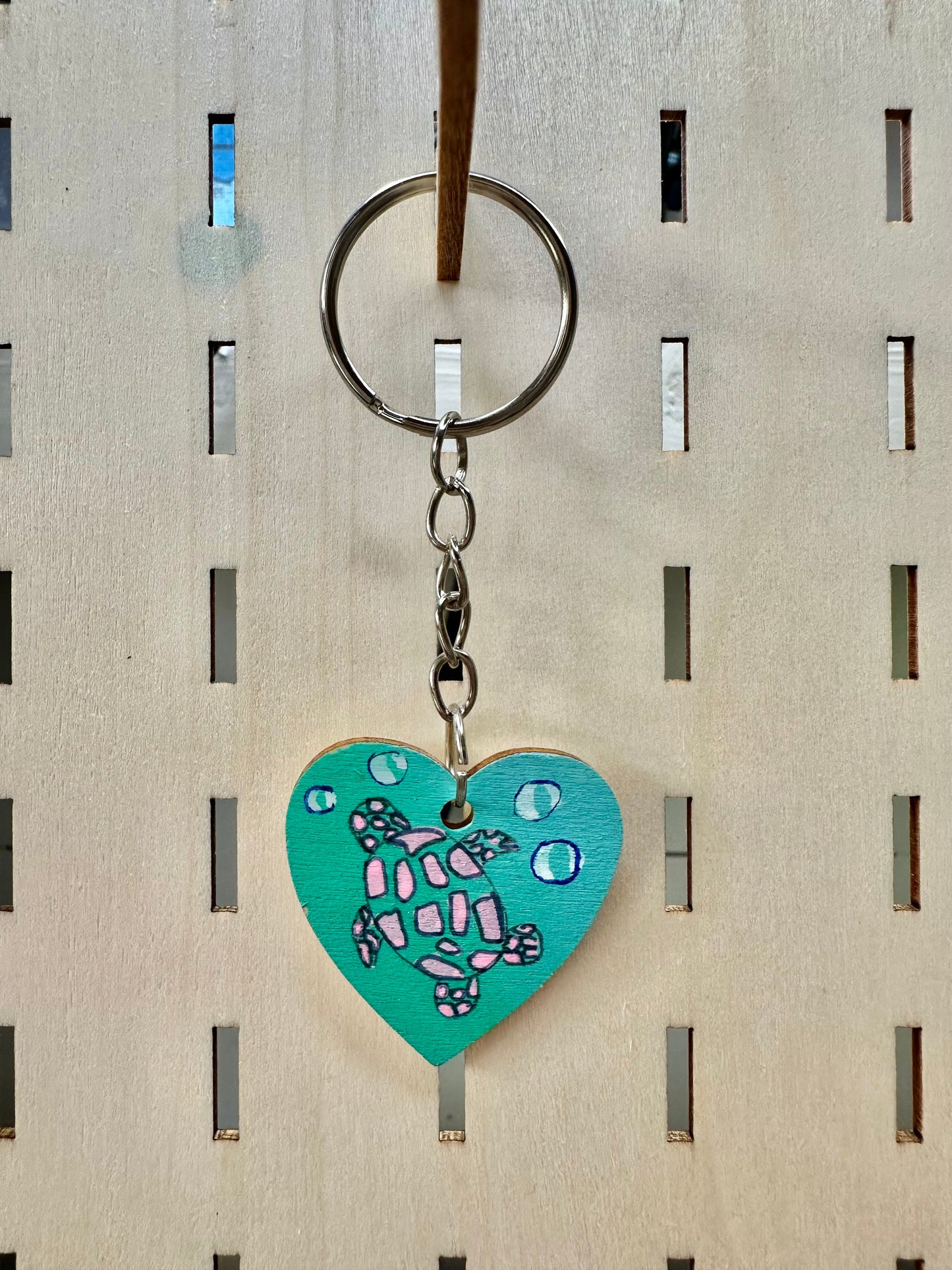 Turtle Love Heart Keyring