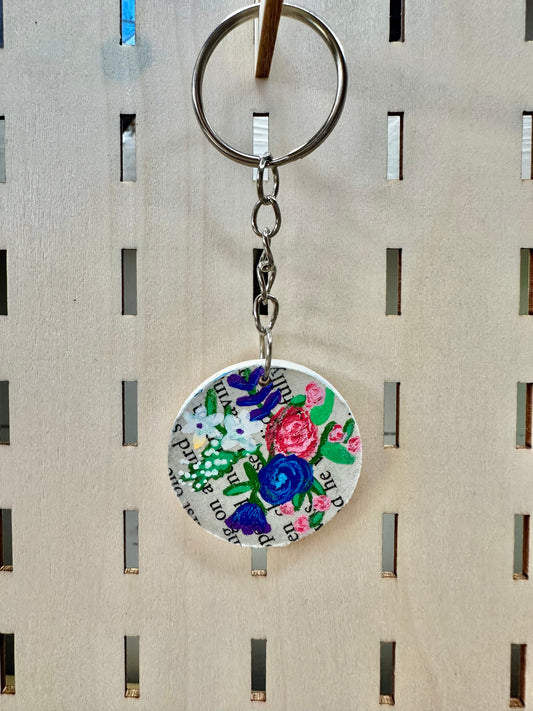 Newspaper Flower Keychain