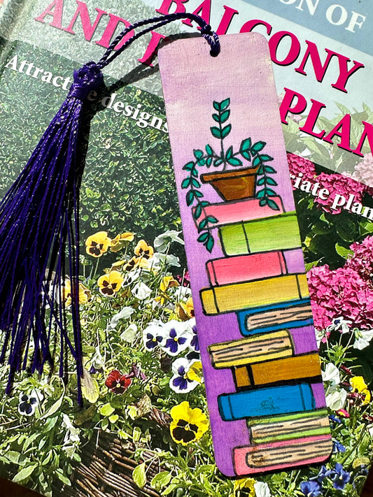 Purple Book-stack Bookmark