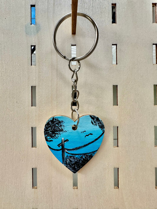 Scenic Night Love Heart Keyring