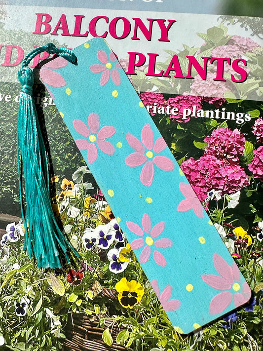 Pink and Blue Flower Bookmark