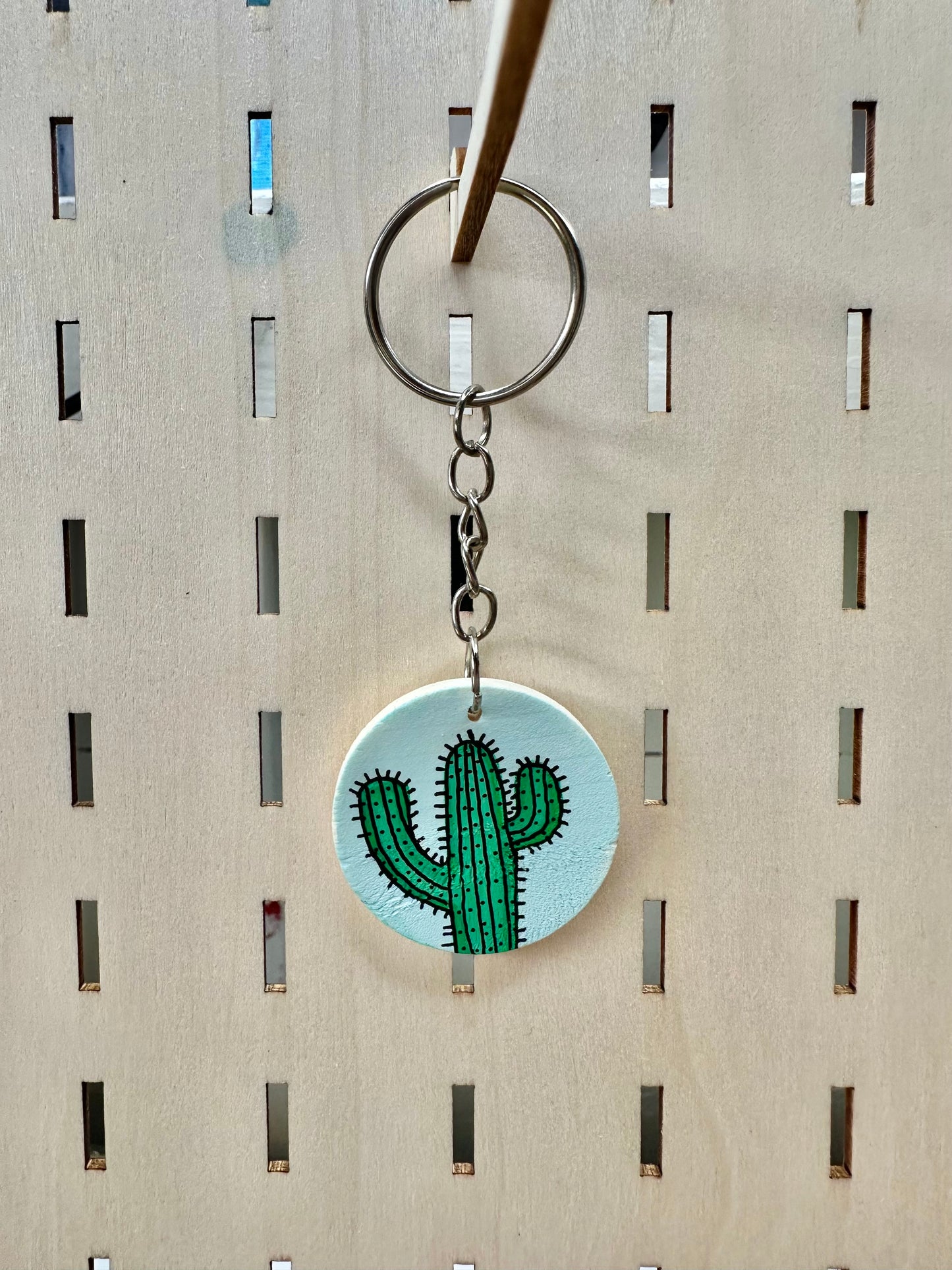 Blue Cactus Keyring