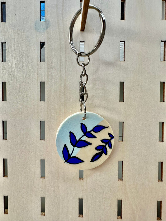 Blue Leaf Keyring
