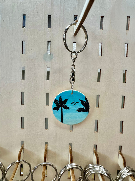 Blue Palm Tree Keychain