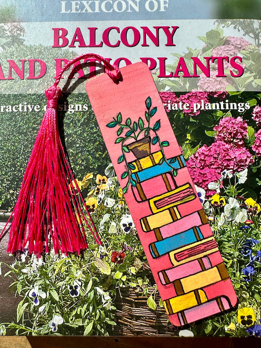 Pink Book Stack Bookmark