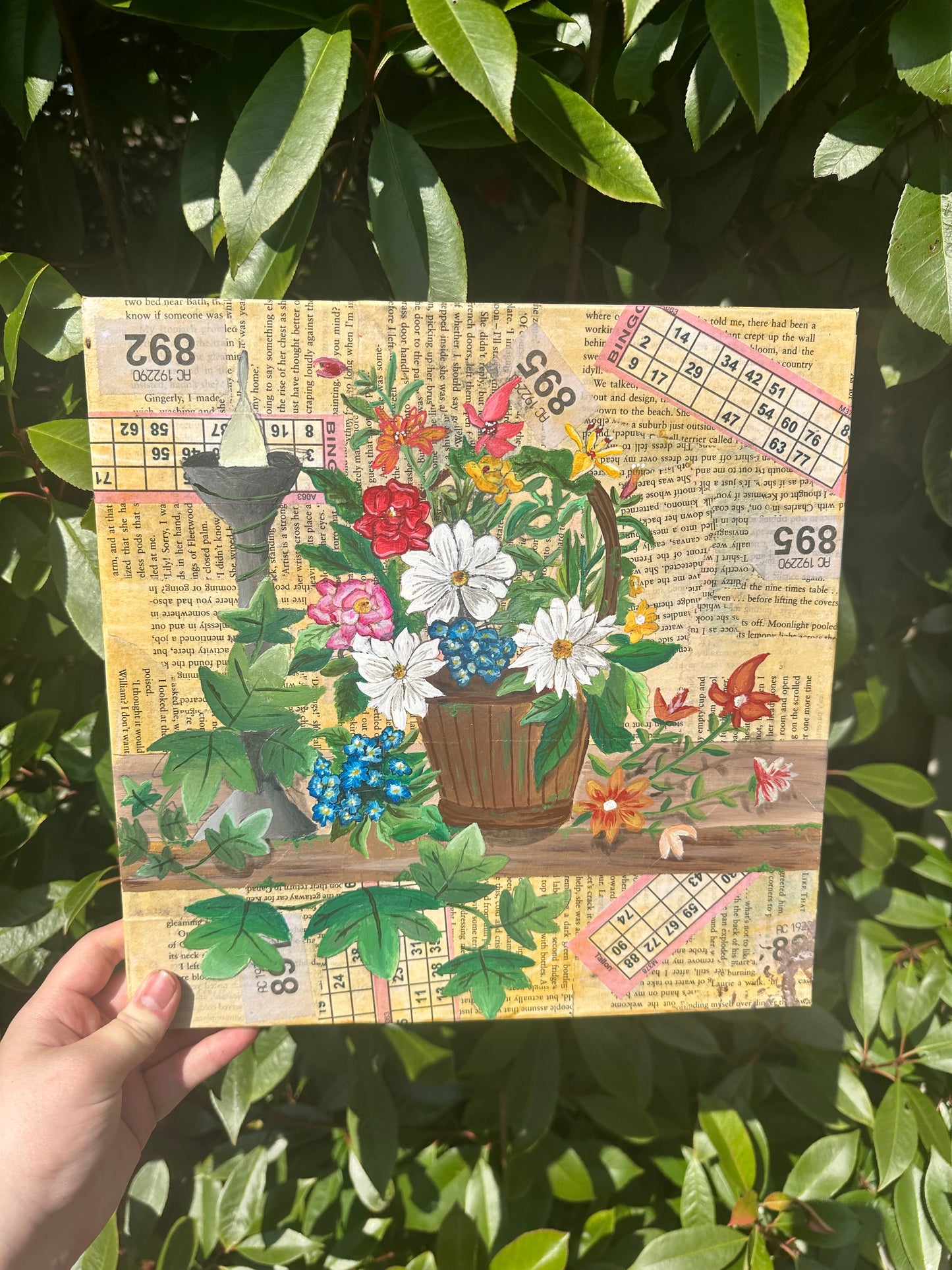 Newspaper Flower Canvas