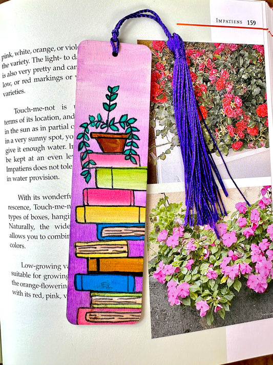 Purple Book-stack Bookmark