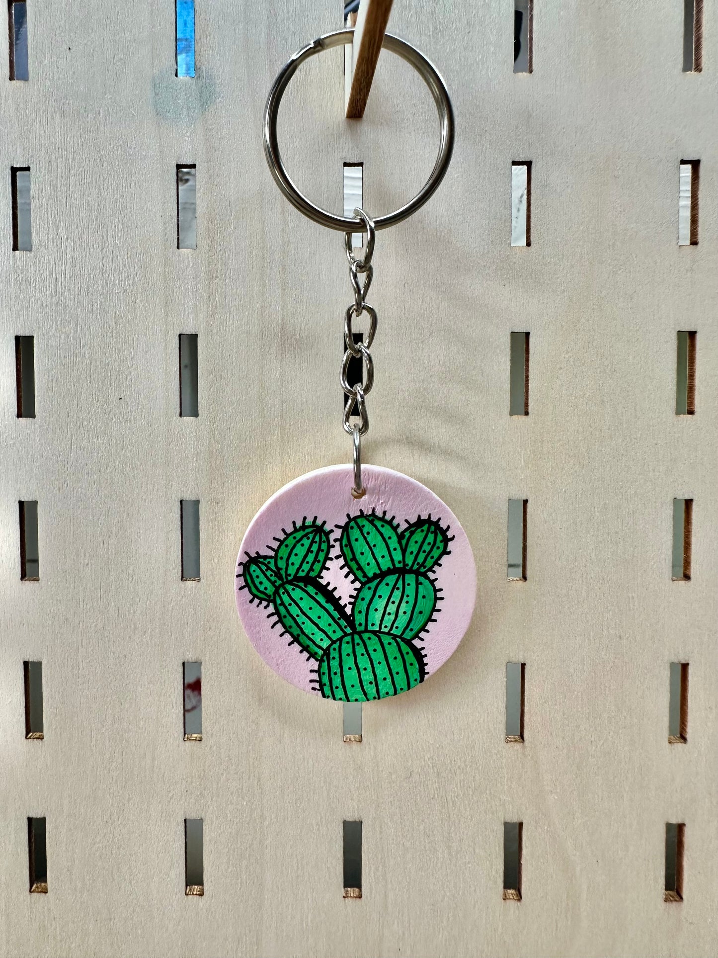Pink Cactus Keyring