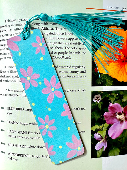 Pink and Blue Flower Bookmark