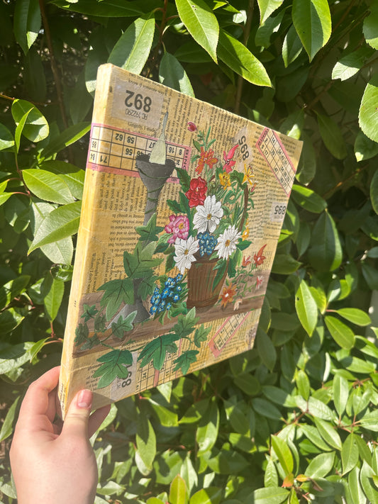 Newspaper Flower Canvas