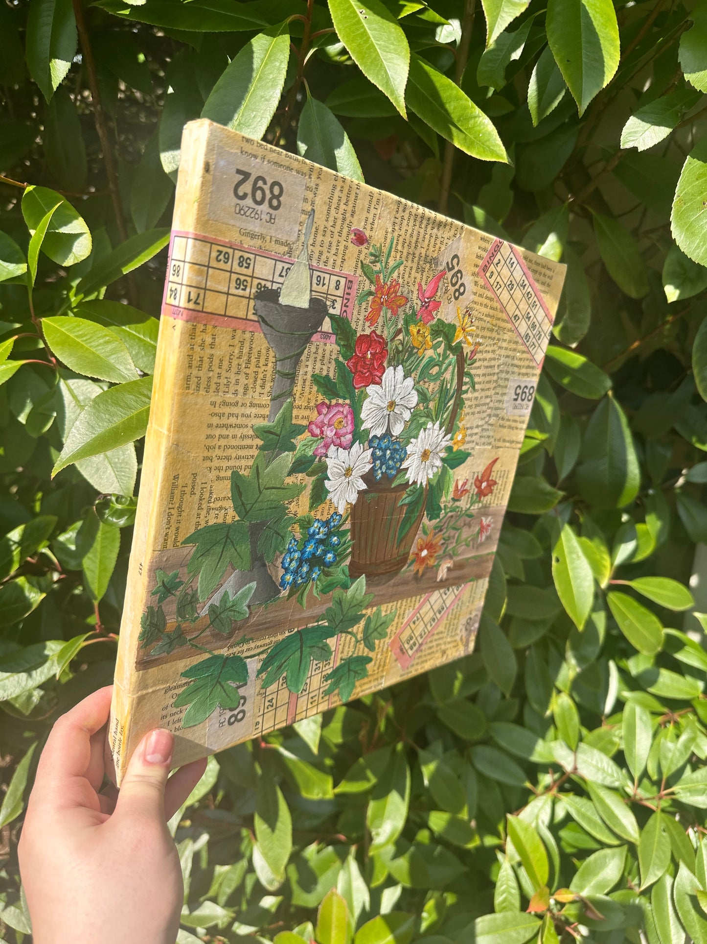 Newspaper Flower Canvas