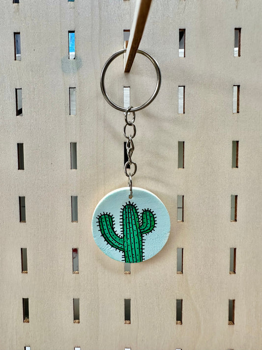 Blue Cactus Keyring