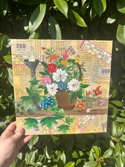 Newspaper Flower Canvas