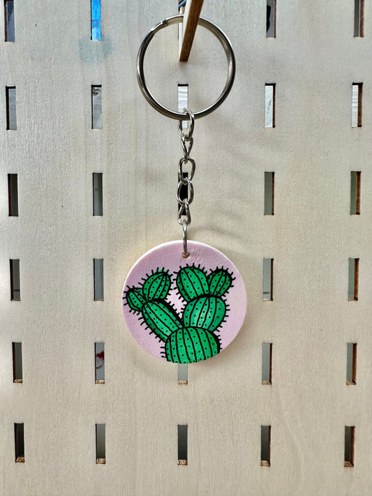 Pink Cactus Keyring